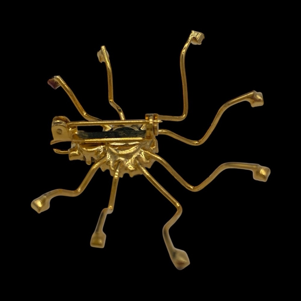 NWT- Vintage Rhinestone Spider Brooch - Gold Tone - Picture 9 of 9